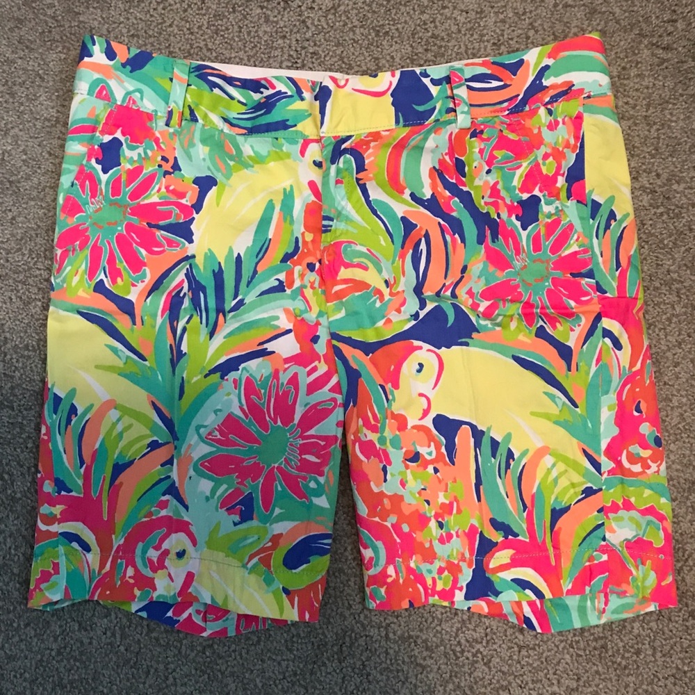 Lilly Pulitzer Neon Floral Bermuda Shorts - Pink, Yellow, Green, Blue